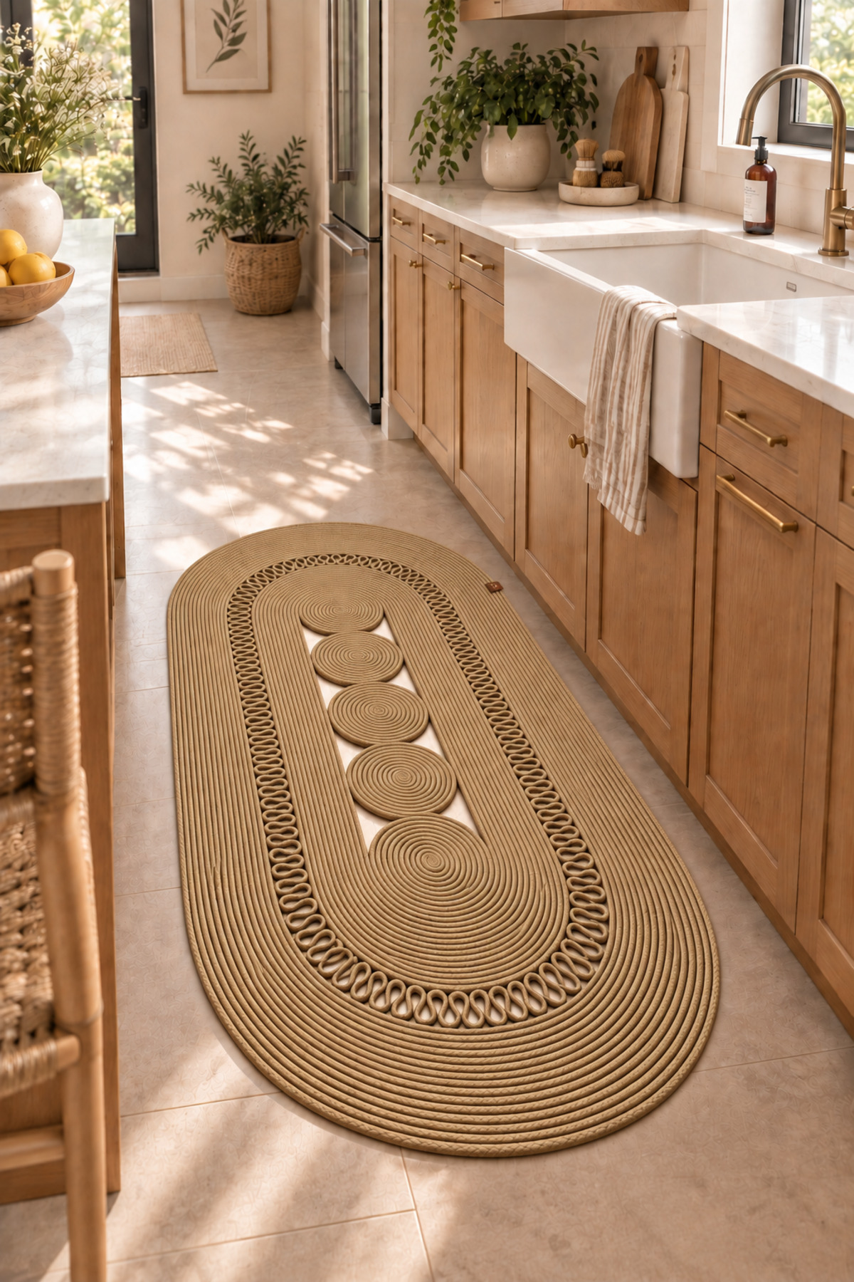 Nola Doğal Hasır Jüt Kilim Dekoratif Örgü Tasarım Oval Salon, Antre, Mutfak ve Koridor Halısı Bohem Ev Dekorasyonu Şık, Modern Doğal Görünümlü Ev Tekstili - Görsel 32