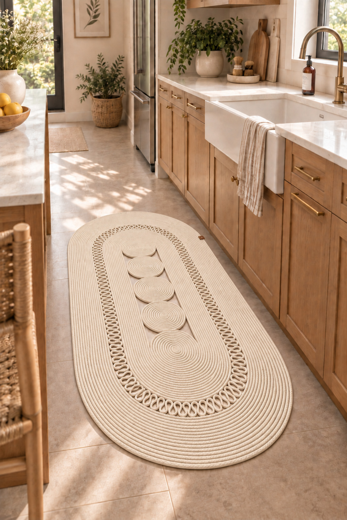 Nola Doğal Hasır Jüt Kilim Dekoratif Örgü Tasarım Oval Salon, Antre, Mutfak ve Koridor Halısı Bohem Ev Dekorasyonu Şık, Modern Doğal Görünümlü Ev Tekstili - Görsel 36