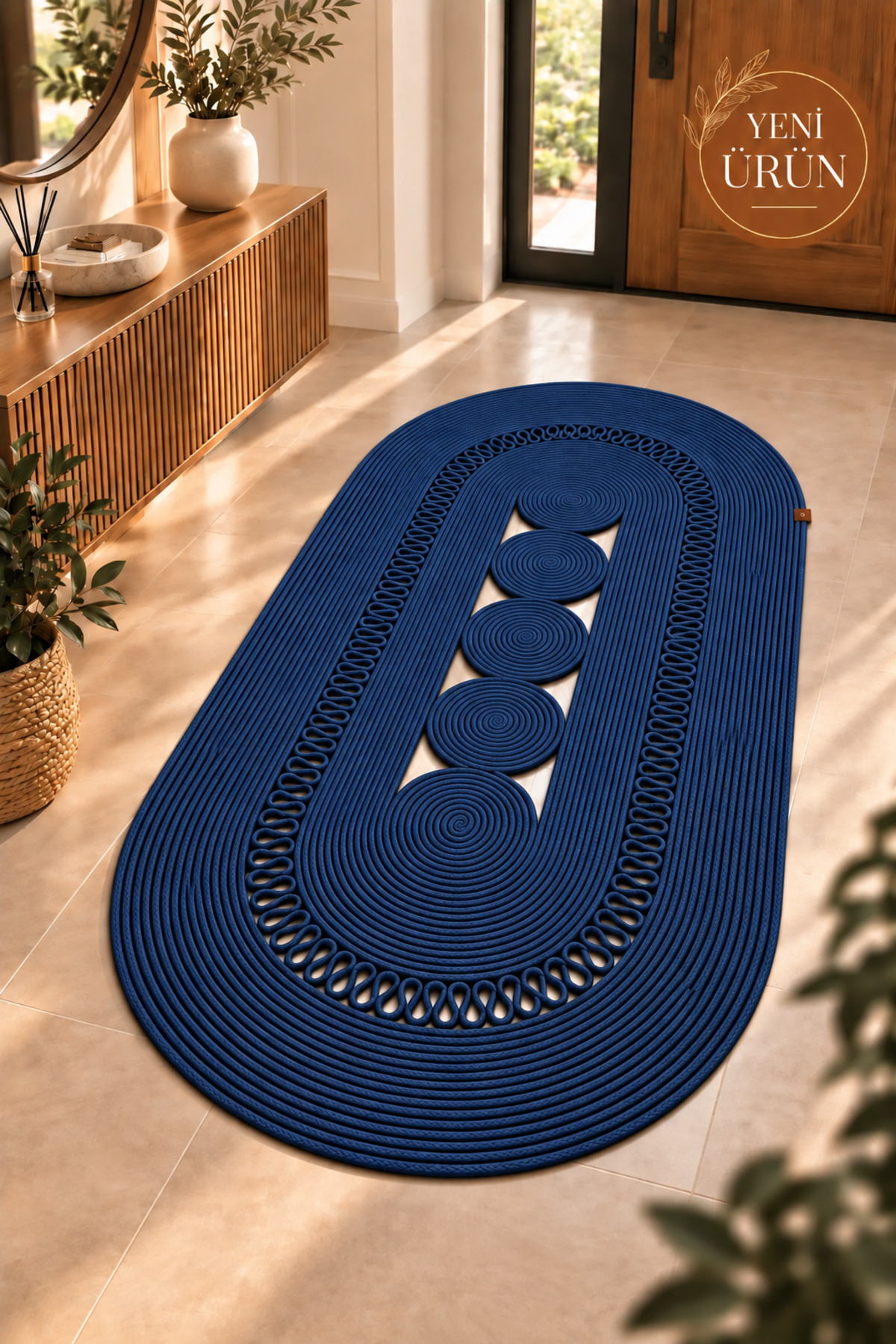 Nola Doğal Hasır Jüt Kilim Dekoratif Örgü Tasarım Oval Salon, Antre, Mutfak ve Koridor Halısı Bohem Ev Dekorasyonu Şık, Modern Doğal Görünümlü Ev Tekstili - Görsel 38