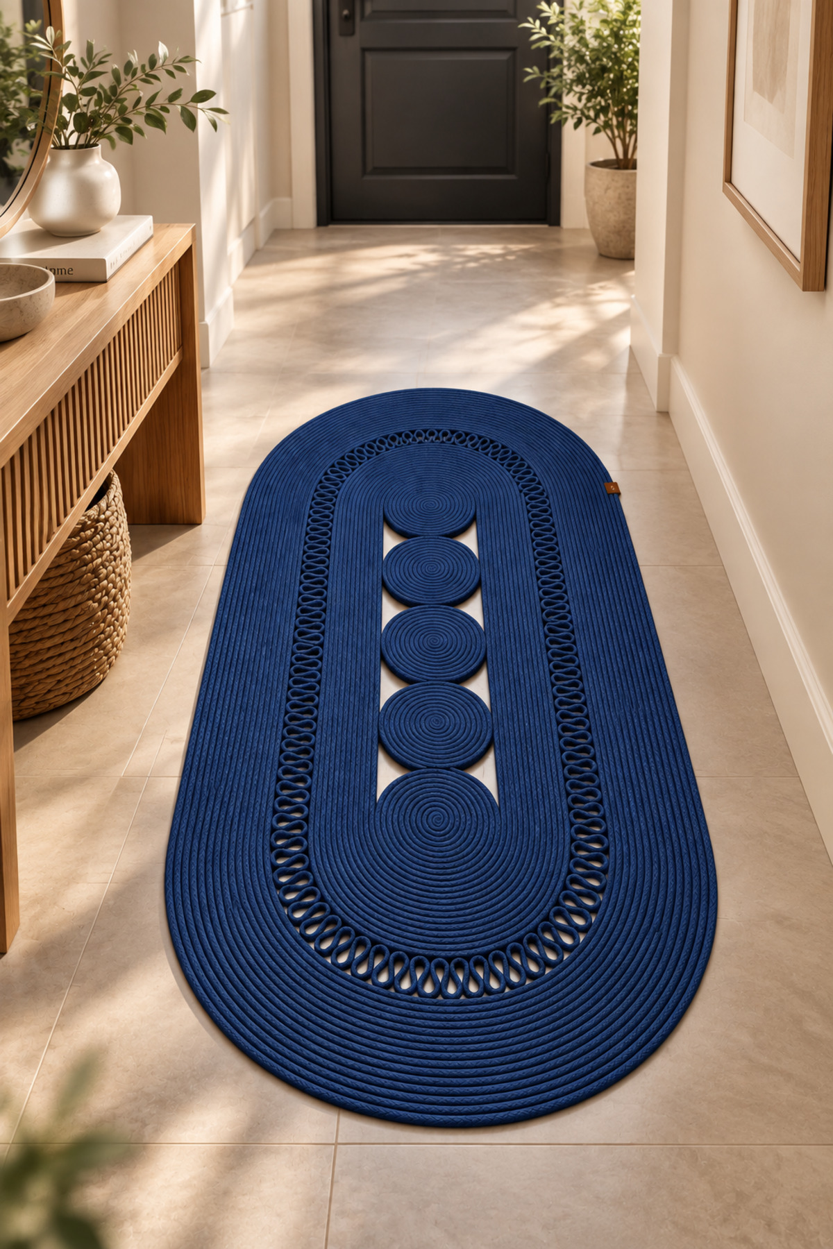 Nola Doğal Hasır Jüt Kilim Dekoratif Örgü Tasarım Oval Salon, Antre, Mutfak ve Koridor Halısı Bohem Ev Dekorasyonu Şık, Modern Doğal Görünümlü Ev Tekstili - Görsel 40