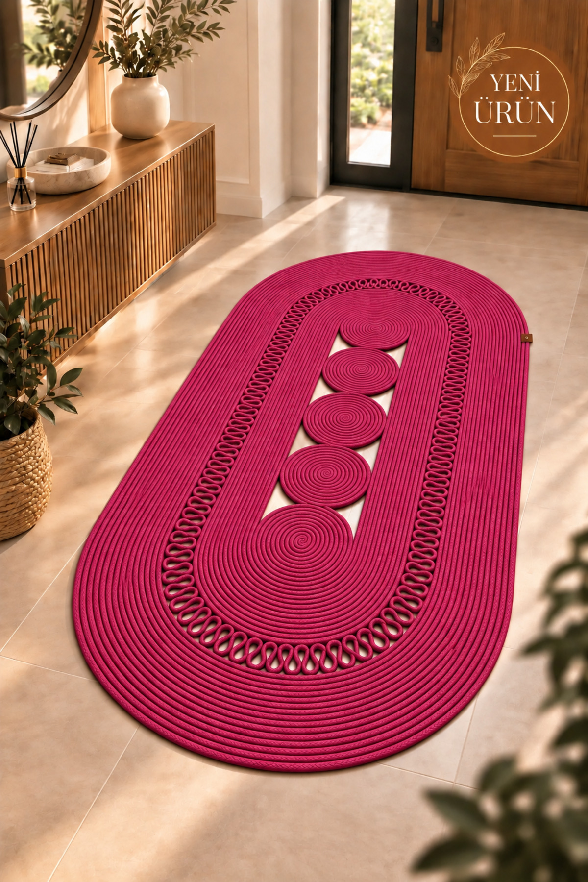 Nola Doğal Hasır Jüt Kilim Dekoratif Örgü Tasarım Oval Salon, Antre, Mutfak ve Koridor Halısı Bohem Ev Dekorasyonu Şık, Modern Doğal Görünümlü Ev Tekstili - Görsel 42
