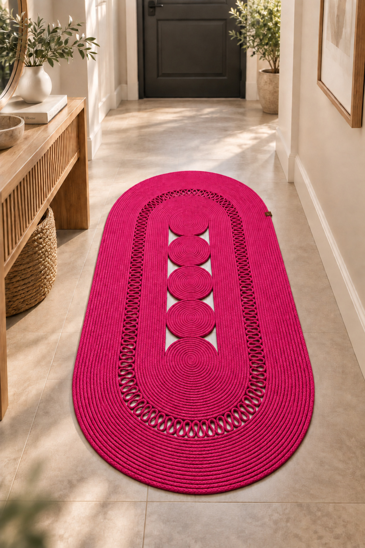 Nola Doğal Hasır Jüt Kilim Dekoratif Örgü Tasarım Oval Salon, Antre, Mutfak ve Koridor Halısı Bohem Ev Dekorasyonu Şık, Modern Doğal Görünümlü Ev Tekstili - Görsel 44