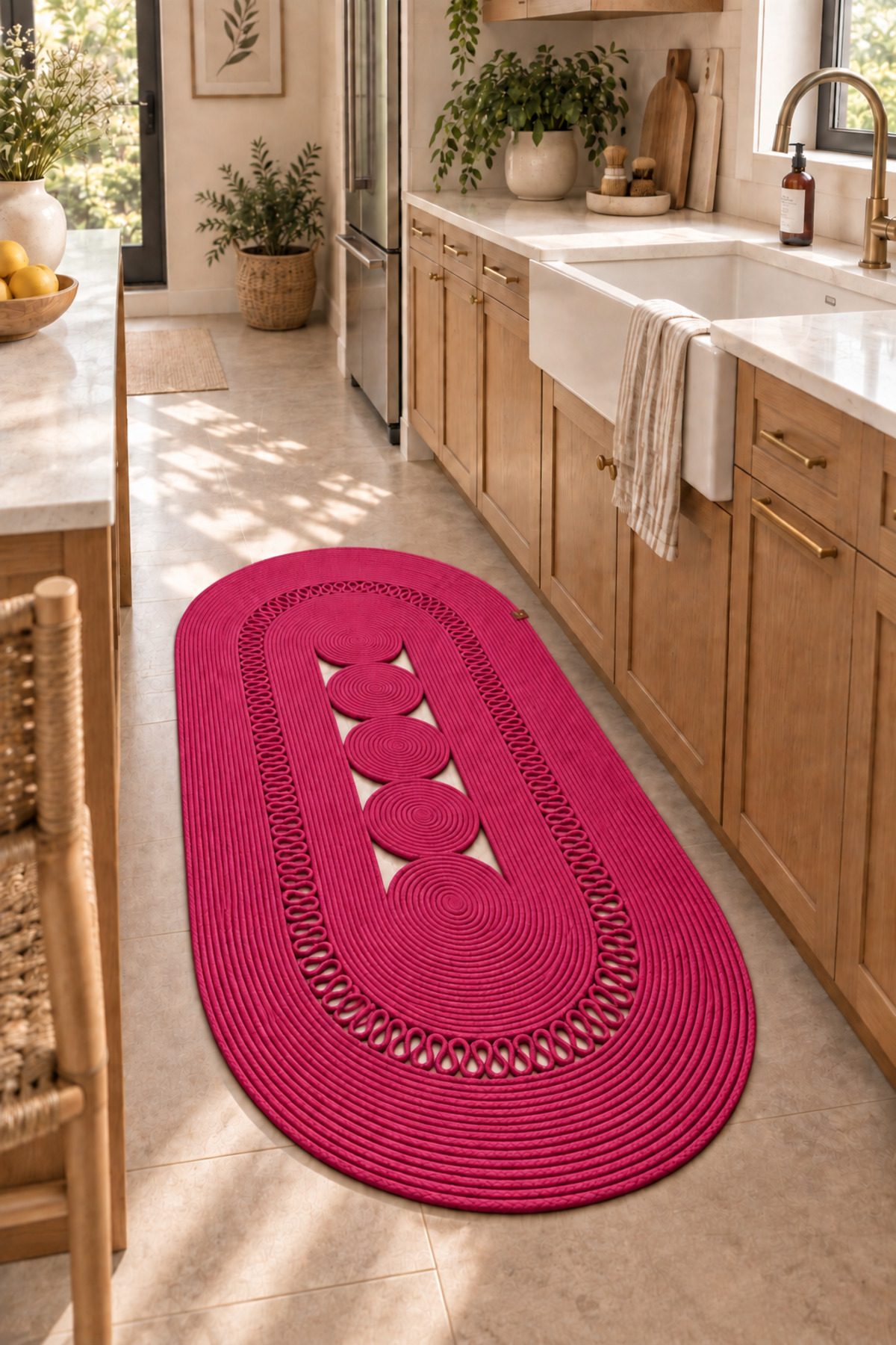 Nola Doğal Hasır Jüt Kilim Dekoratif Örgü Tasarım Oval Salon, Antre, Mutfak ve Koridor Halısı Bohem Ev Dekorasyonu Şık, Modern Doğal Görünümlü Ev Tekstili - Görsel 45