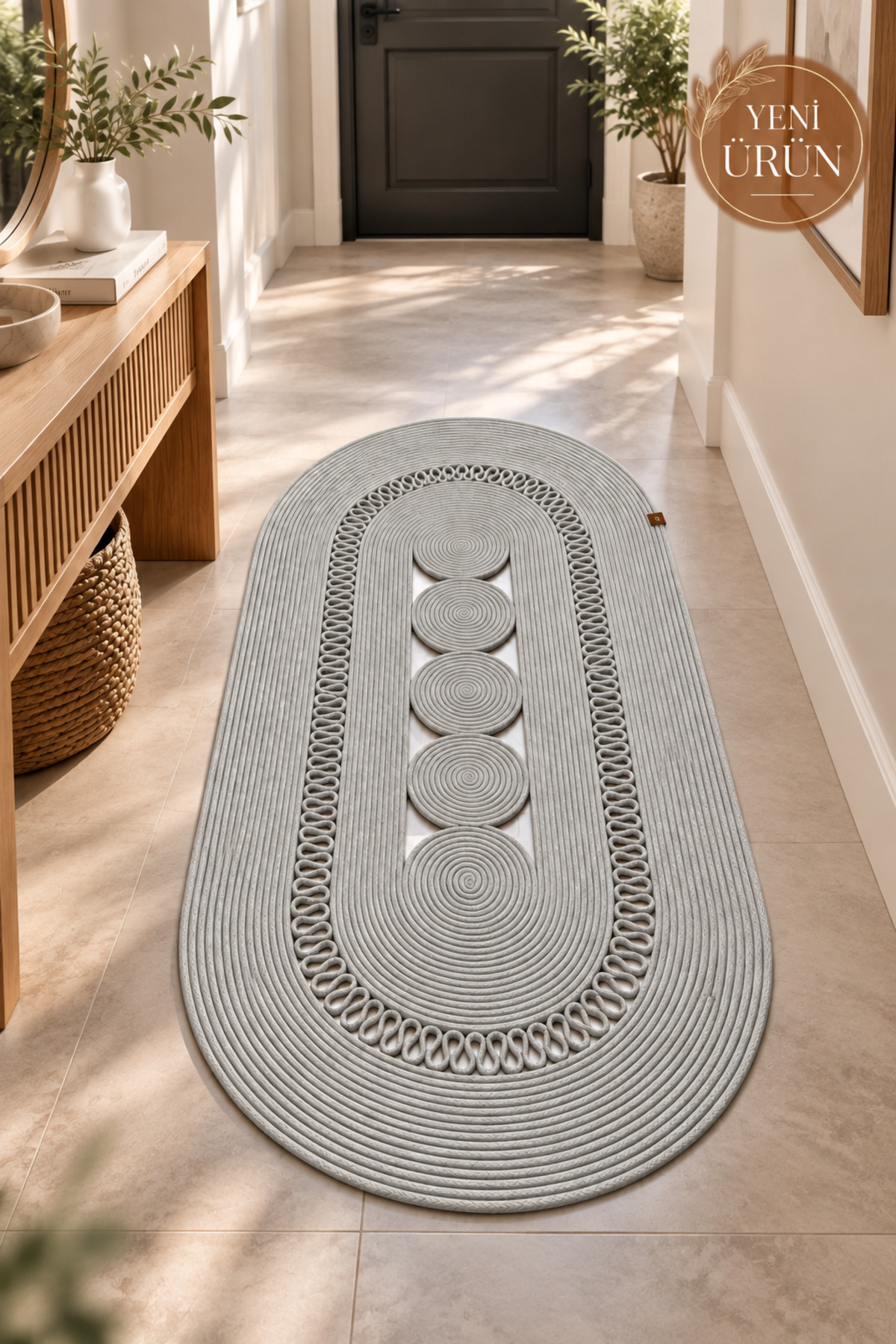 Nola Doğal Hasır Jüt Kilim Dekoratif Örgü Tasarım Oval Salon, Antre, Mutfak ve Koridor Halısı Bohem Ev Dekorasyonu Şık, Modern Doğal Görünümlü Ev Tekstili - Görsel 48