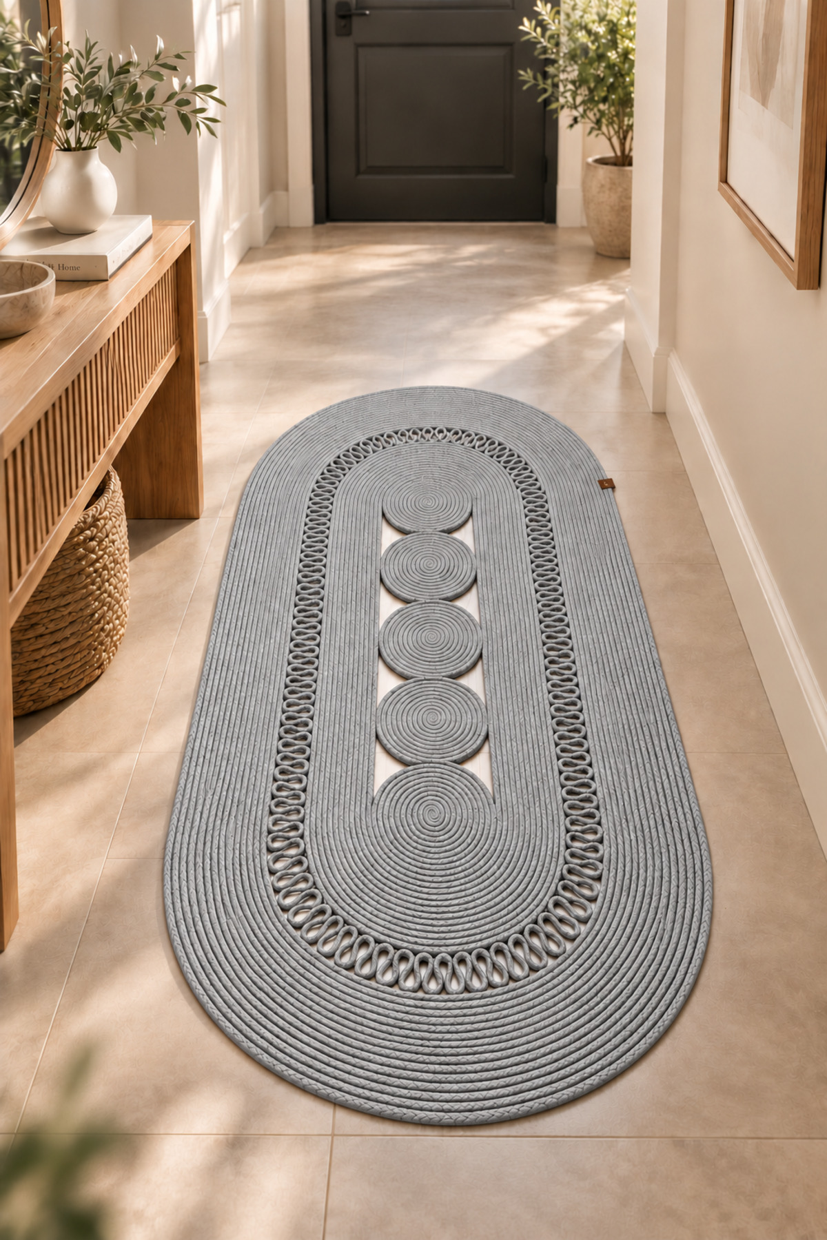 Nola Doğal Hasır Jüt Kilim Dekoratif Örgü Tasarım Oval Salon, Antre, Mutfak ve Koridor Halısı Bohem Ev Dekorasyonu Şık, Modern Doğal Görünümlü Ev Tekstili - Görsel 49