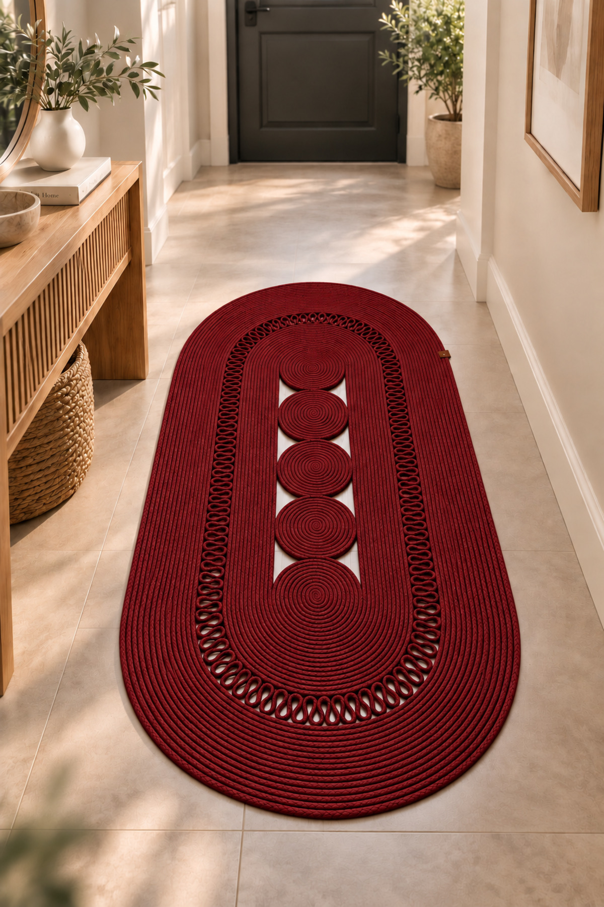 Nola Doğal Hasır Jüt Kilim Dekoratif Örgü Tasarım Oval Salon, Antre, Mutfak ve Koridor Halısı Bohem Ev Dekorasyonu Şık, Modern Doğal Görünümlü Ev Tekstili - Görsel 52