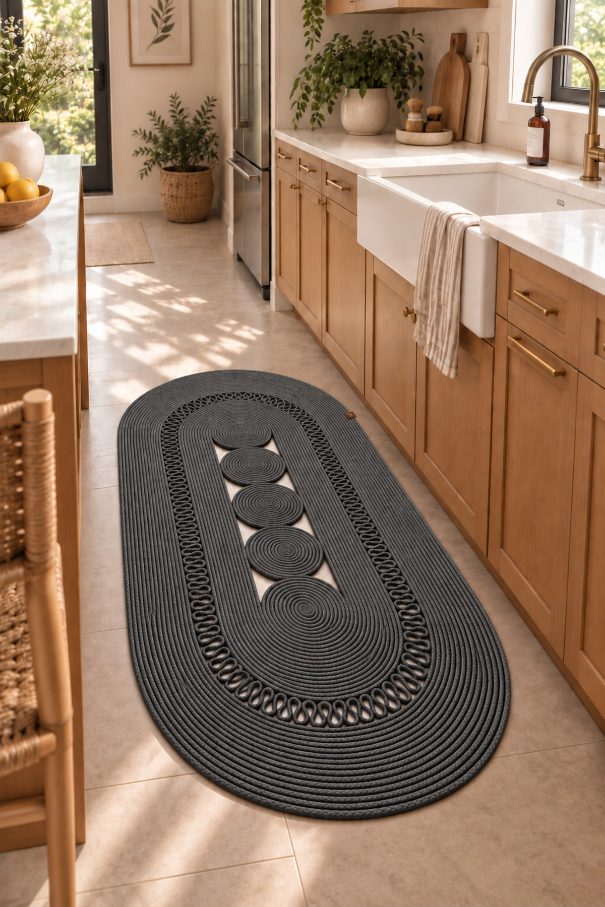Nola Doğal Hasır Jüt Kilim Dekoratif Örgü Tasarım Oval Salon, Antre, Mutfak ve Koridor Halısı Bohem Ev Dekorasyonu Şık, Modern Doğal Görünümlü Ev Tekstili - Görsel 55