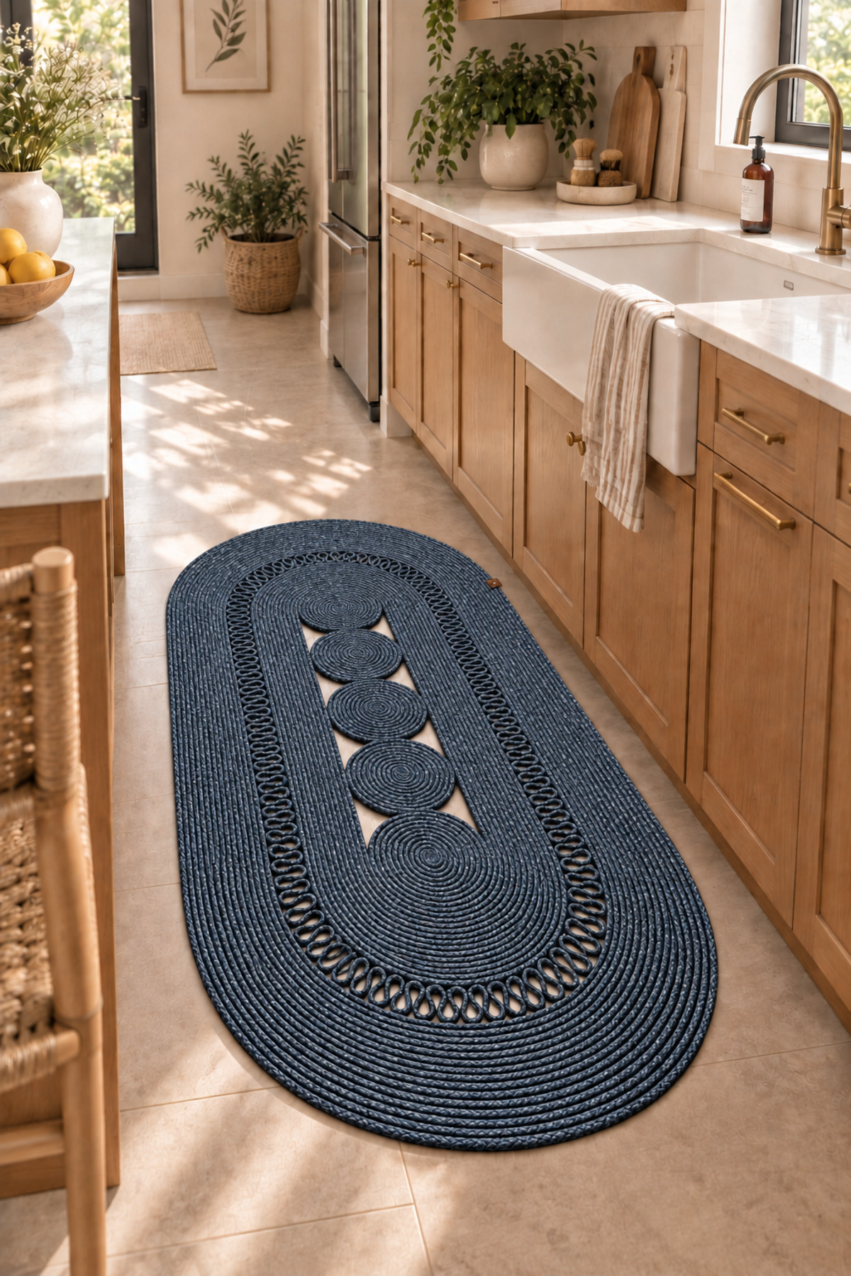 Nola Doğal Hasır Jüt Kilim Dekoratif Örgü Tasarım Oval Salon, Antre, Mutfak ve Koridor Halısı Bohem Ev Dekorasyonu Şık, Modern Doğal Görünümlü Ev Tekstili - Görsel 59