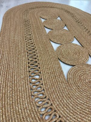 Nola Doğal Hasır Jüt Kilim Dekoratif Örgü Tasarım Oval Salon, Antre, Mutfak ve Koridor Halısı Bohem Ev Dekorasyonu Şık, Modern Doğal Görünümlü Ev Tekstili - Görsel 62