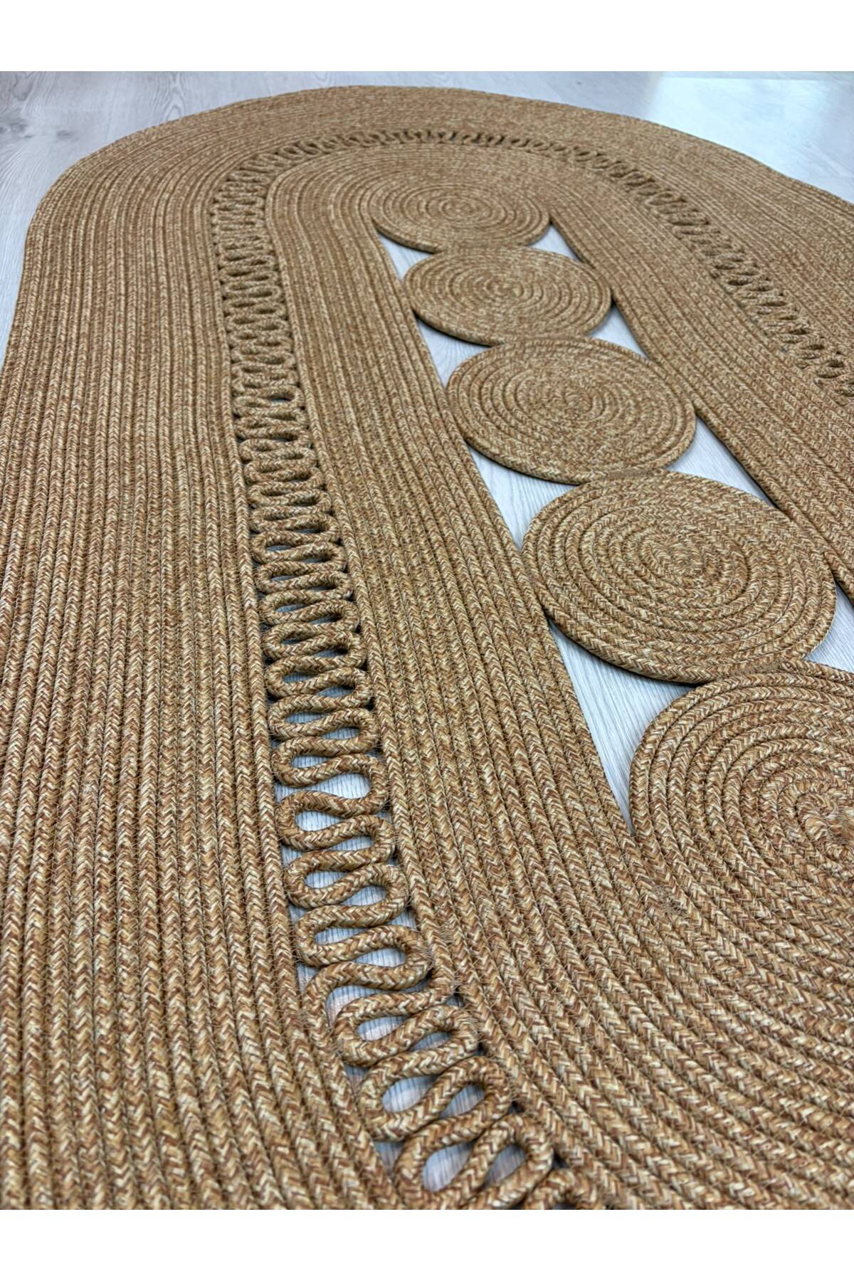 Nola Doğal Hasır Jüt Kilim Dekoratif Örgü Tasarım Oval Salon, Antre, Mutfak ve Koridor Halısı Bohem Ev Dekorasyonu Şık, Modern Doğal Görünümlü Ev Tekstili - Görsel 62