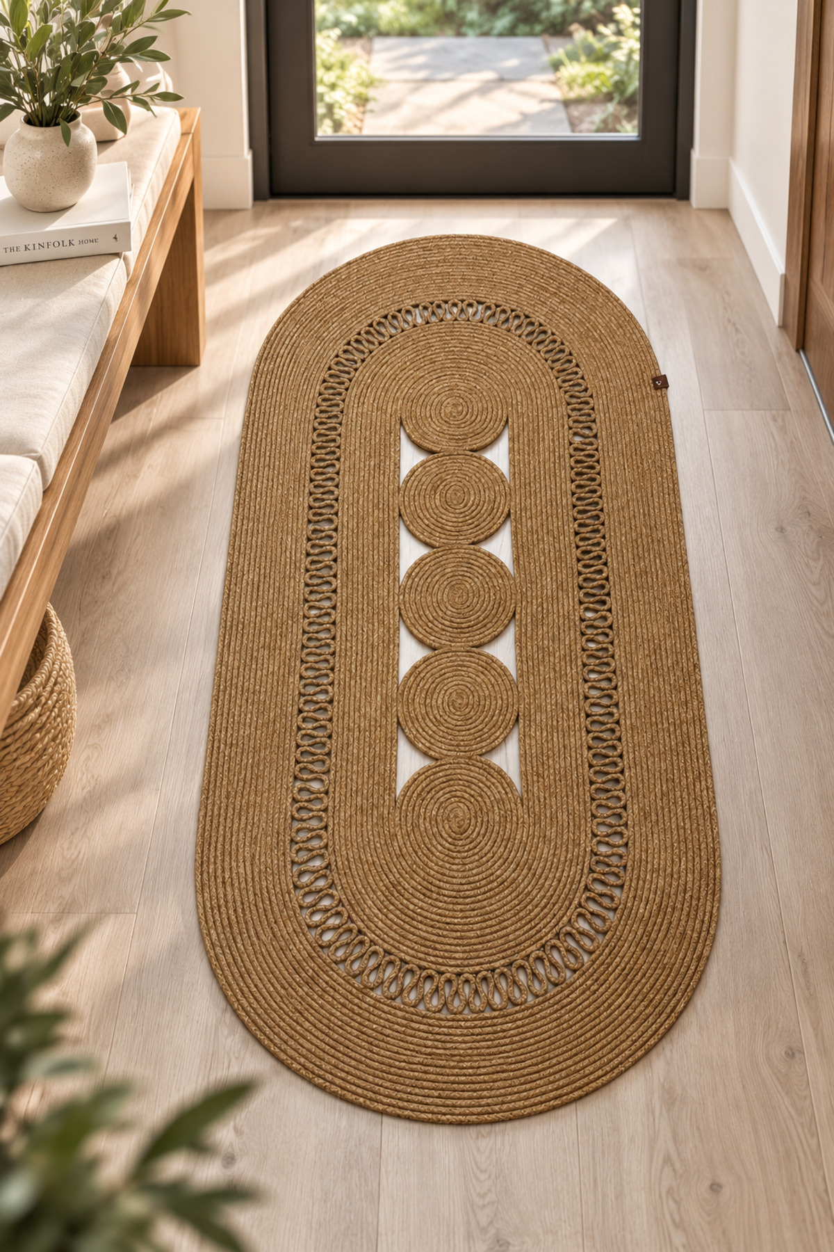Nola Doğal Hasır Jüt Kilim Dekoratif Örgü Tasarım Oval Salon, Antre, Mutfak ve Koridor Halısı Bohem Ev Dekorasyonu Şık, Modern Doğal Görünümlü Ev Tekstili - Görsel 63