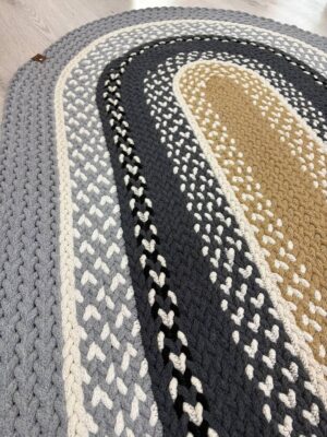 Mio Bal Peteği Pamuklu Örgü Kilim, Modern Bohem Dekoratif El İşçiliği Kilim, El Örgüsü ,Salon, Yatak Odası, Antre ve Koridor Halı Kilim Yolluk Hediyelik Ev Eşyası - Görsel 3