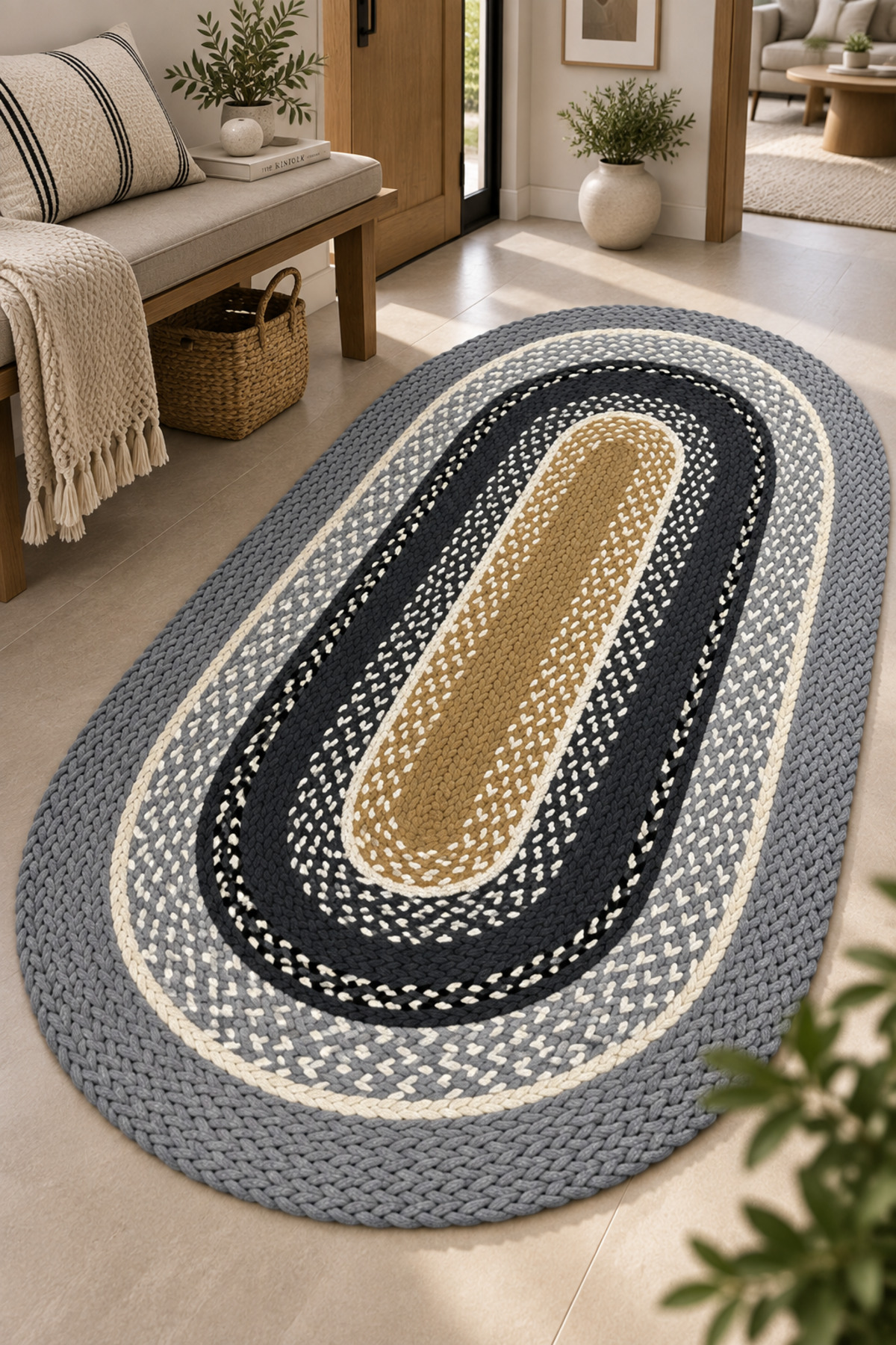 Mio Bal Peteği Pamuklu Örgü Kilim, Modern Bohem Dekoratif El İşçiliği Kilim, El Örgüsü ,Salon, Yatak Odası, Antre ve Koridor Halı Kilim Yolluk Hediyelik Ev Eşyası - Görsel 4