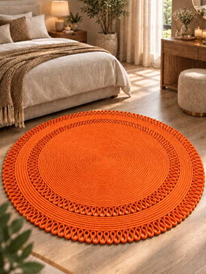 Alessa Doğal Yuvarlak Hasır Jüt Kilim Dekoratif Örgü Kilim – Modern Bohem Tasarım, Şık ve Doğal Görünüm, Salon, Mutfak ve Antre Kullanımı Desenli, Dekoratif, Kilim, Salon Çeyizlik, Hediyelik - Görsel 7