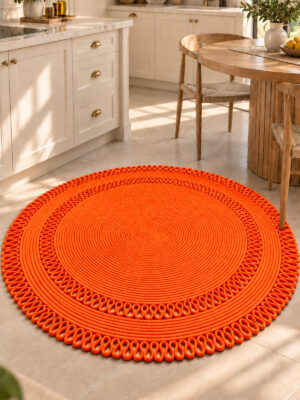 Alessa Doğal Yuvarlak Hasır Jüt Kilim Dekoratif Örgü Kilim – Modern Bohem Tasarım, Şık ve Doğal Görünüm, Salon, Mutfak ve Antre Kullanımı Desenli, Dekoratif, Kilim, Salon Çeyizlik, Hediyelik - Görsel 8
