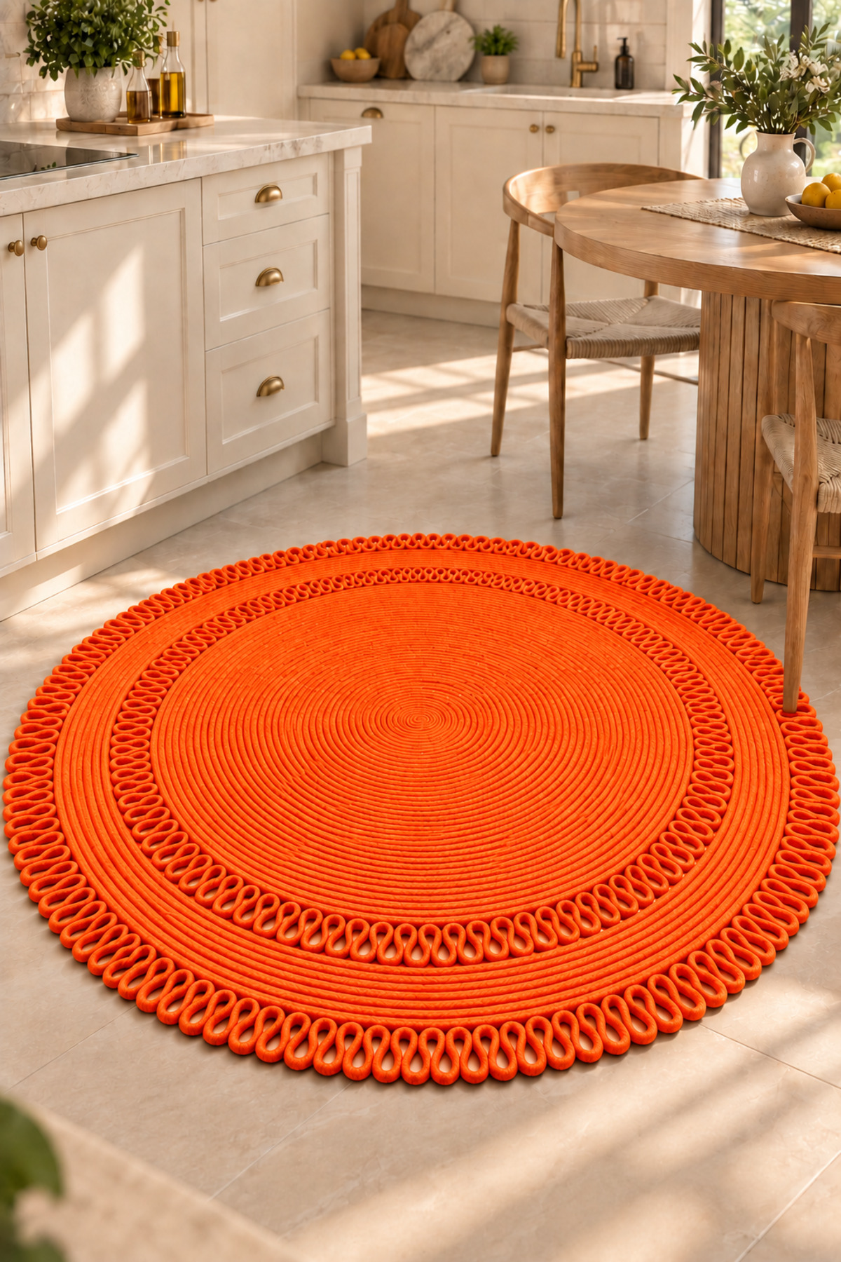 Alessa Doğal Yuvarlak Hasır Jüt Kilim Dekoratif Örgü Kilim – Modern Bohem Tasarım, Şık ve Doğal Görünüm, Salon, Mutfak ve Antre Kullanımı Desenli, Dekoratif, Kilim, Salon Çeyizlik, Hediyelik - Görsel 8