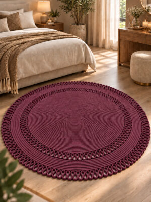 Alessa Doğal Yuvarlak Hasır Jüt Kilim Dekoratif Örgü Kilim – Modern Bohem Tasarım, Şık ve Doğal Görünüm, Salon, Mutfak ve Antre Kullanımı Desenli, Dekoratif, Kilim, Salon Çeyizlik, Hediyelik - Görsel 11