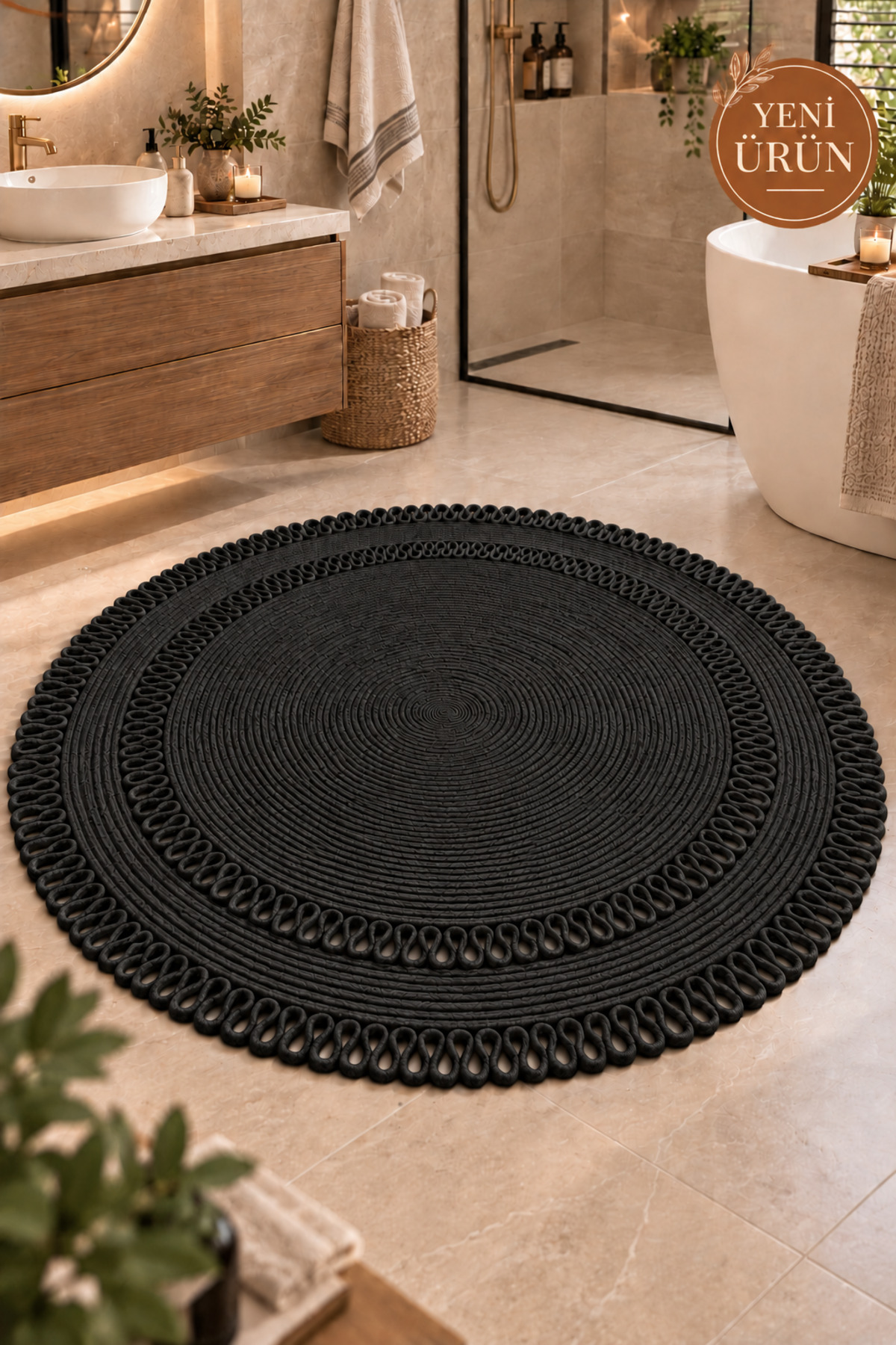 Alessa Doğal Yuvarlak Hasır Jüt Kilim Dekoratif Örgü Kilim – Modern Bohem Tasarım, Şık ve Doğal Görünüm, Salon, Mutfak ve Antre Kullanımı Desenli, Dekoratif, Kilim, Salon Çeyizlik, Hediyelik - Görsel 13