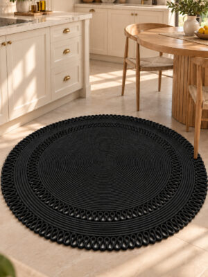 Alessa Doğal Yuvarlak Hasır Jüt Kilim Dekoratif Örgü Kilim – Modern Bohem Tasarım, Şık ve Doğal Görünüm, Salon, Mutfak ve Antre Kullanımı Desenli, Dekoratif, Kilim, Salon Çeyizlik, Hediyelik - Görsel 16