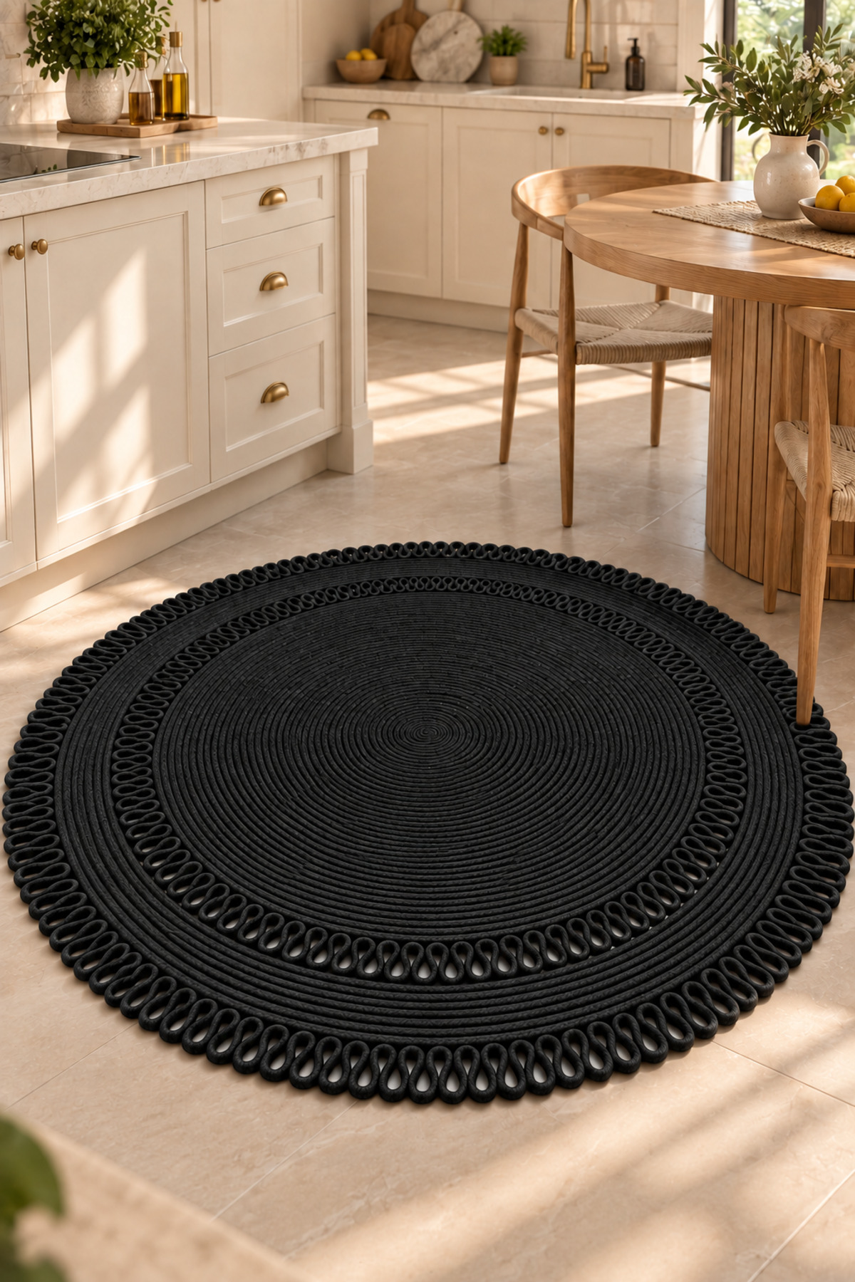Alessa Doğal Yuvarlak Hasır Jüt Kilim Dekoratif Örgü Kilim – Modern Bohem Tasarım, Şık ve Doğal Görünüm, Salon, Mutfak ve Antre Kullanımı Desenli, Dekoratif, Kilim, Salon Çeyizlik, Hediyelik - Görsel 16