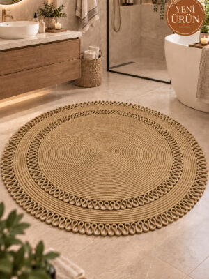 Alessa Doğal Yuvarlak Hasır Jüt Kilim Dekoratif Örgü Kilim – Modern Bohem Tasarım, Şık ve Doğal Görünüm, Salon, Mutfak ve Antre Kullanımı Desenli, Dekoratif, Kilim, Salon Çeyizlik, Hediyelik - Görsel 17