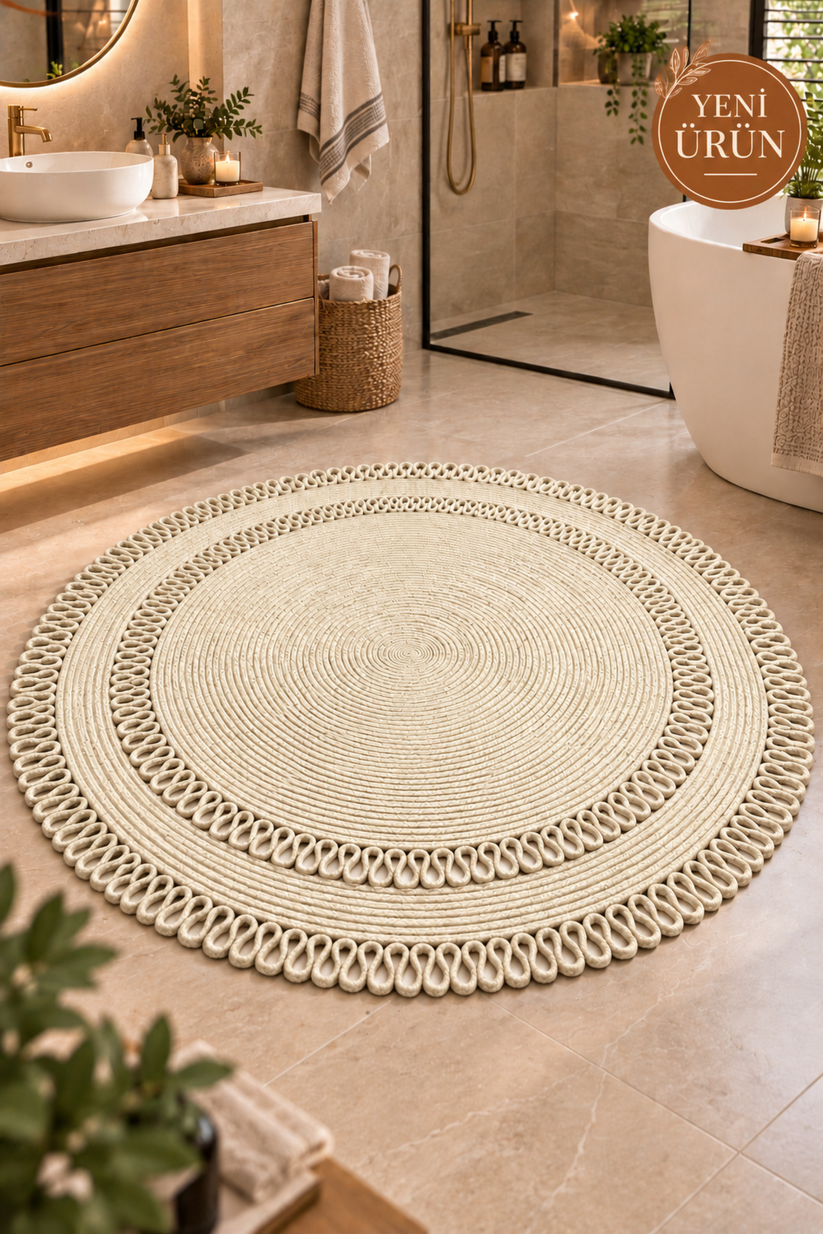 Alessa Doğal Yuvarlak Hasır Jüt Kilim Dekoratif Örgü Kilim – Modern Bohem Tasarım, Şık ve Doğal Görünüm, Salon, Mutfak ve Antre Kullanımı Desenli, Dekoratif, Kilim, Salon Çeyizlik, Hediyelik - Görsel 21