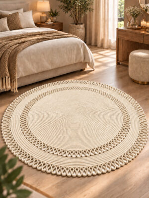 Alessa Doğal Yuvarlak Hasır Jüt Kilim Dekoratif Örgü Kilim – Modern Bohem Tasarım, Şık ve Doğal Görünüm, Salon, Mutfak ve Antre Kullanımı Desenli, Dekoratif, Kilim, Salon Çeyizlik, Hediyelik - Görsel 23