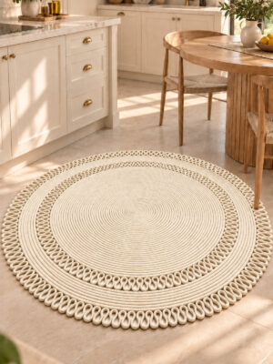 Alessa Doğal Yuvarlak Hasır Jüt Kilim Dekoratif Örgü Kilim – Modern Bohem Tasarım, Şık ve Doğal Görünüm, Salon, Mutfak ve Antre Kullanımı Desenli, Dekoratif, Kilim, Salon Çeyizlik, Hediyelik - Görsel 24