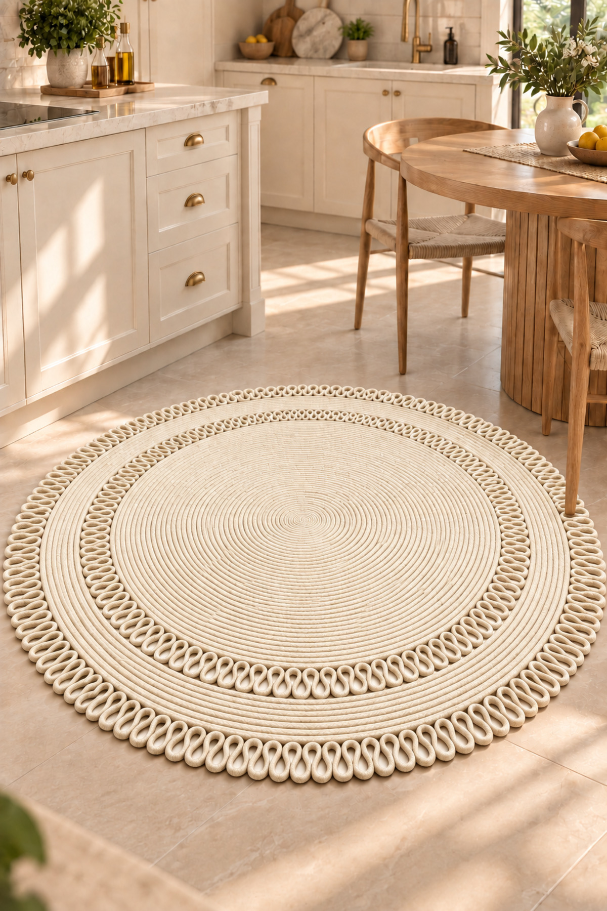 Alessa Doğal Yuvarlak Hasır Jüt Kilim Dekoratif Örgü Kilim – Modern Bohem Tasarım, Şık ve Doğal Görünüm, Salon, Mutfak ve Antre Kullanımı Desenli, Dekoratif, Kilim, Salon Çeyizlik, Hediyelik - Görsel 24