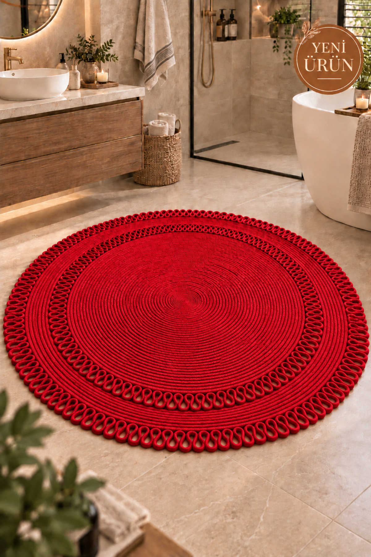 Alessa Doğal Yuvarlak Hasır Jüt Kilim Dekoratif Örgü Kilim – Modern Bohem Tasarım, Şık ve Doğal Görünüm, Salon, Mutfak ve Antre Kullanımı Desenli, Dekoratif, Kilim, Salon Çeyizlik, Hediyelik - Görsel 25