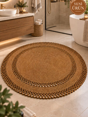 Alessa Doğal Yuvarlak Hasır Jüt Kilim Dekoratif Örgü Kilim – Modern Bohem Tasarım, Şık ve Doğal Görünüm, Salon, Mutfak ve Antre Kullanımı Desenli, Dekoratif, Kilim, Salon Çeyizlik, Hediyelik - Görsel 29