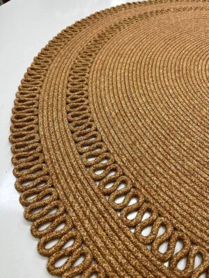 Alessa Doğal Yuvarlak Hasır Jüt Kilim Dekoratif Örgü Kilim – Modern Bohem Tasarım, Şık ve Doğal Görünüm, Salon, Mutfak ve Antre Kullanımı Desenli, Dekoratif, Kilim, Salon Çeyizlik, Hediyelik - Görsel 30