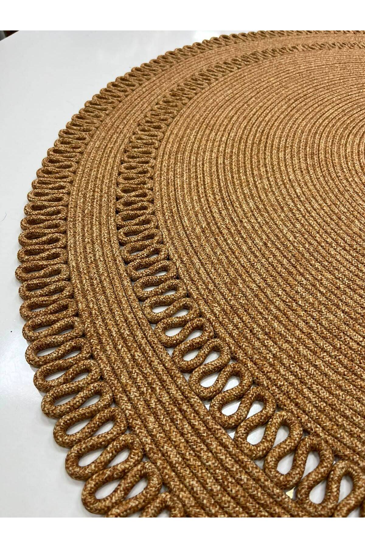 Alessa Doğal Yuvarlak Hasır Jüt Kilim Dekoratif Örgü Kilim – Modern Bohem Tasarım, Şık ve Doğal Görünüm, Salon, Mutfak ve Antre Kullanımı Desenli, Dekoratif, Kilim, Salon Çeyizlik, Hediyelik - Görsel 30