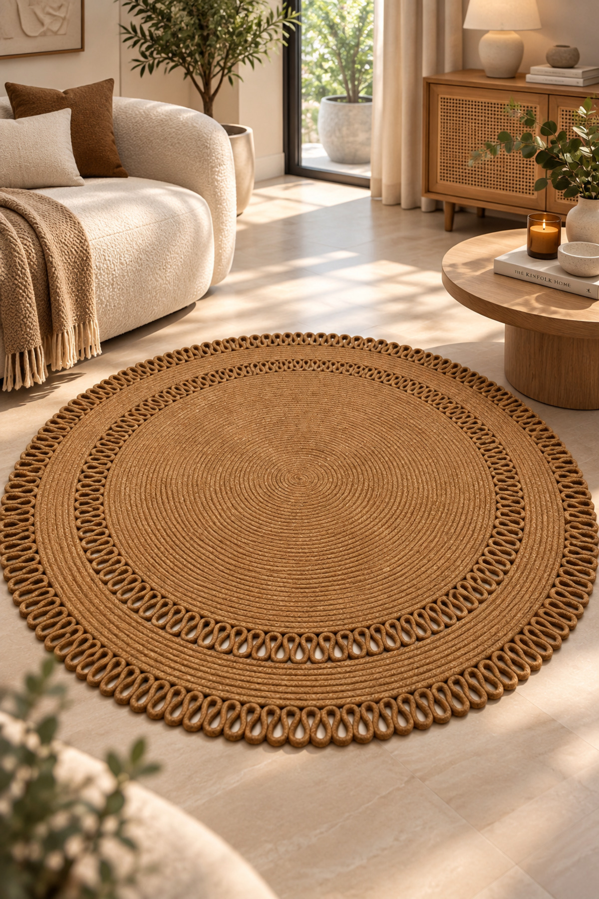 Alessa Doğal Yuvarlak Hasır Jüt Kilim Dekoratif Örgü Kilim – Modern Bohem Tasarım, Şık ve Doğal Görünüm, Salon, Mutfak ve Antre Kullanımı Desenli, Dekoratif, Kilim, Salon Çeyizlik, Hediyelik - Görsel 33