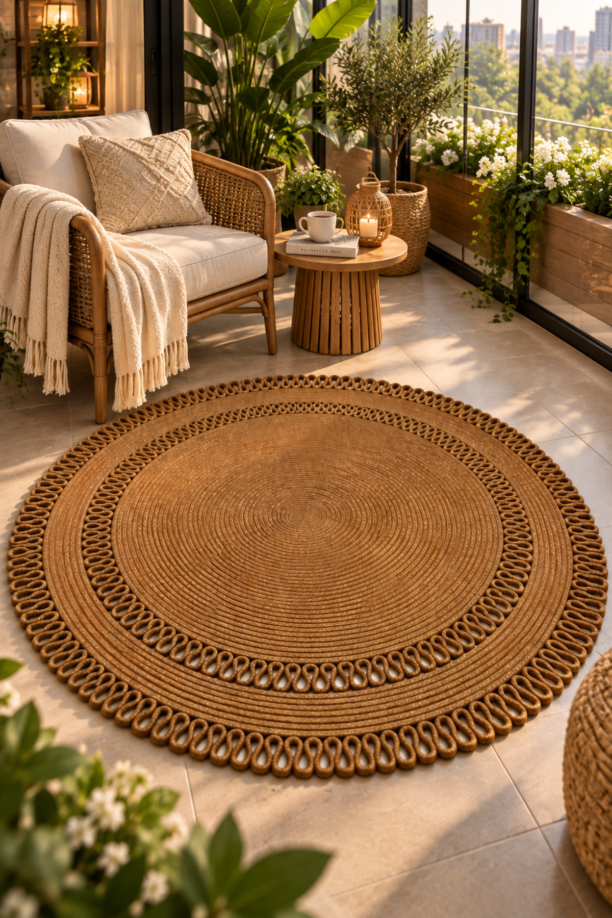 Alessa Doğal Yuvarlak Hasır Jüt Kilim Dekoratif Örgü Kilim – Modern Bohem Tasarım, Şık ve Doğal Görünüm, Salon, Mutfak ve Antre Kullanımı Desenli, Dekoratif, Kilim, Salon Çeyizlik, Hediyelik - Görsel 34