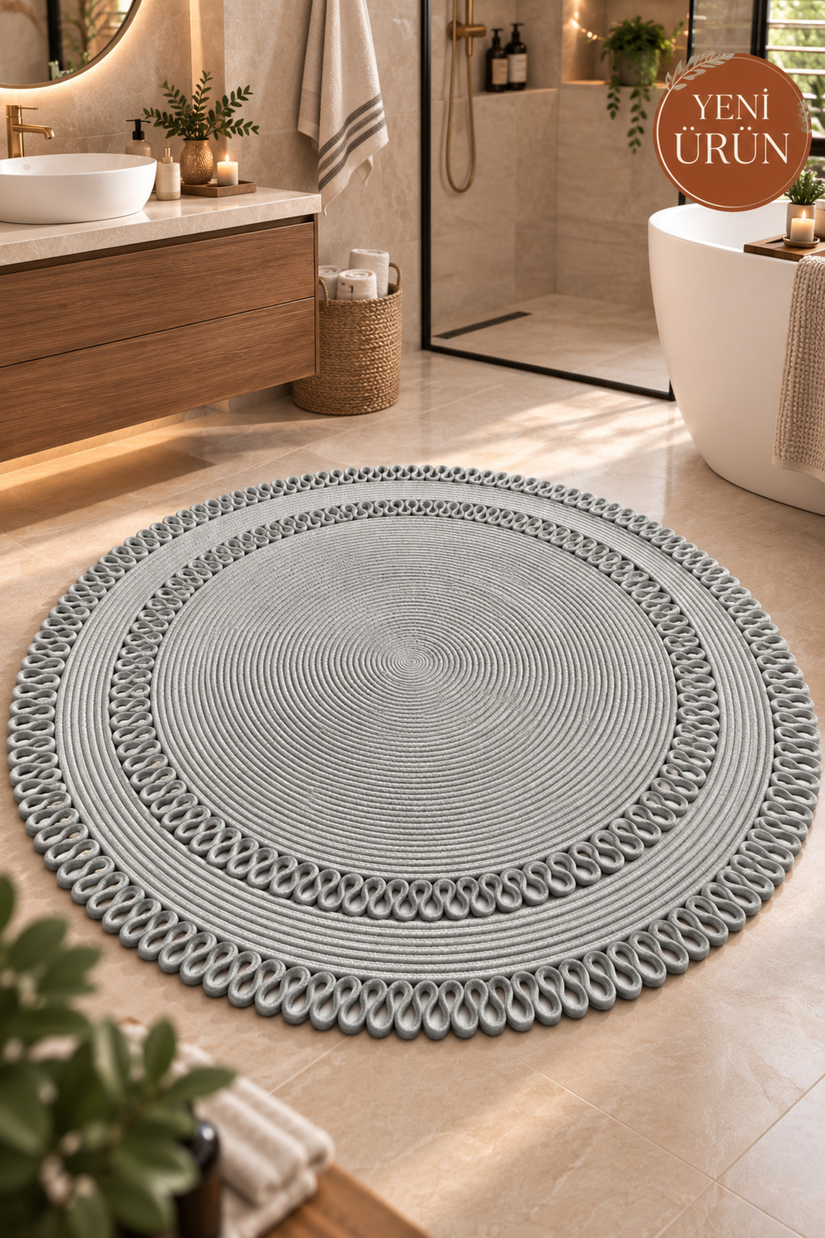 Alessa Doğal Yuvarlak Hasır Jüt Kilim Dekoratif Örgü Kilim – Modern Bohem Tasarım, Şık ve Doğal Görünüm, Salon, Mutfak ve Antre Kullanımı Desenli, Dekoratif, Kilim, Salon Çeyizlik, Hediyelik - Görsel 35