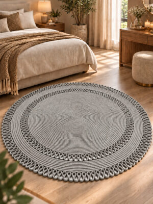 Alessa Doğal Yuvarlak Hasır Jüt Kilim Dekoratif Örgü Kilim – Modern Bohem Tasarım, Şık ve Doğal Görünüm, Salon, Mutfak ve Antre Kullanımı Desenli, Dekoratif, Kilim, Salon Çeyizlik, Hediyelik - Görsel 37