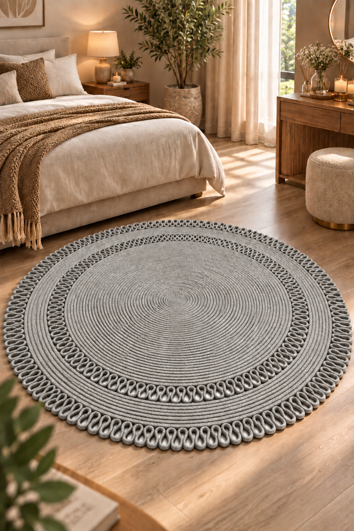 Alessa Doğal Yuvarlak Hasır Jüt Kilim Dekoratif Örgü Kilim – Modern Bohem Tasarım, Şık ve Doğal Görünüm, Salon, Mutfak ve Antre Kullanımı Desenli, Dekoratif, Kilim, Salon Çeyizlik, Hediyelik - Görsel 37