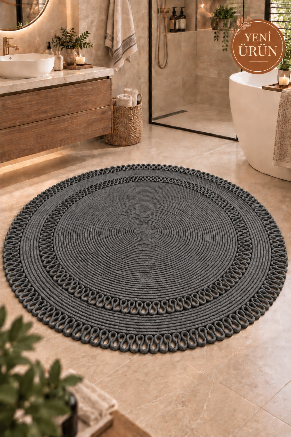 Alessa Doğal Yuvarlak Hasır Jüt Kilim Dekoratif Örgü Kilim – Modern Bohem Tasarım, Şık ve Doğal Görünüm, Salon, Mutfak ve Antre Kullanımı Desenli, Dekoratif, Kilim, Salon Çeyizlik, Hediyelik - Görsel 39