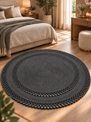 Alessa Doğal Yuvarlak Hasır Jüt Kilim Dekoratif Örgü Kilim – Modern Bohem Tasarım, Şık ve Doğal Görünüm, Salon, Mutfak ve Antre Kullanımı Desenli, Dekoratif, Kilim, Salon Çeyizlik, Hediyelik - Görsel 41