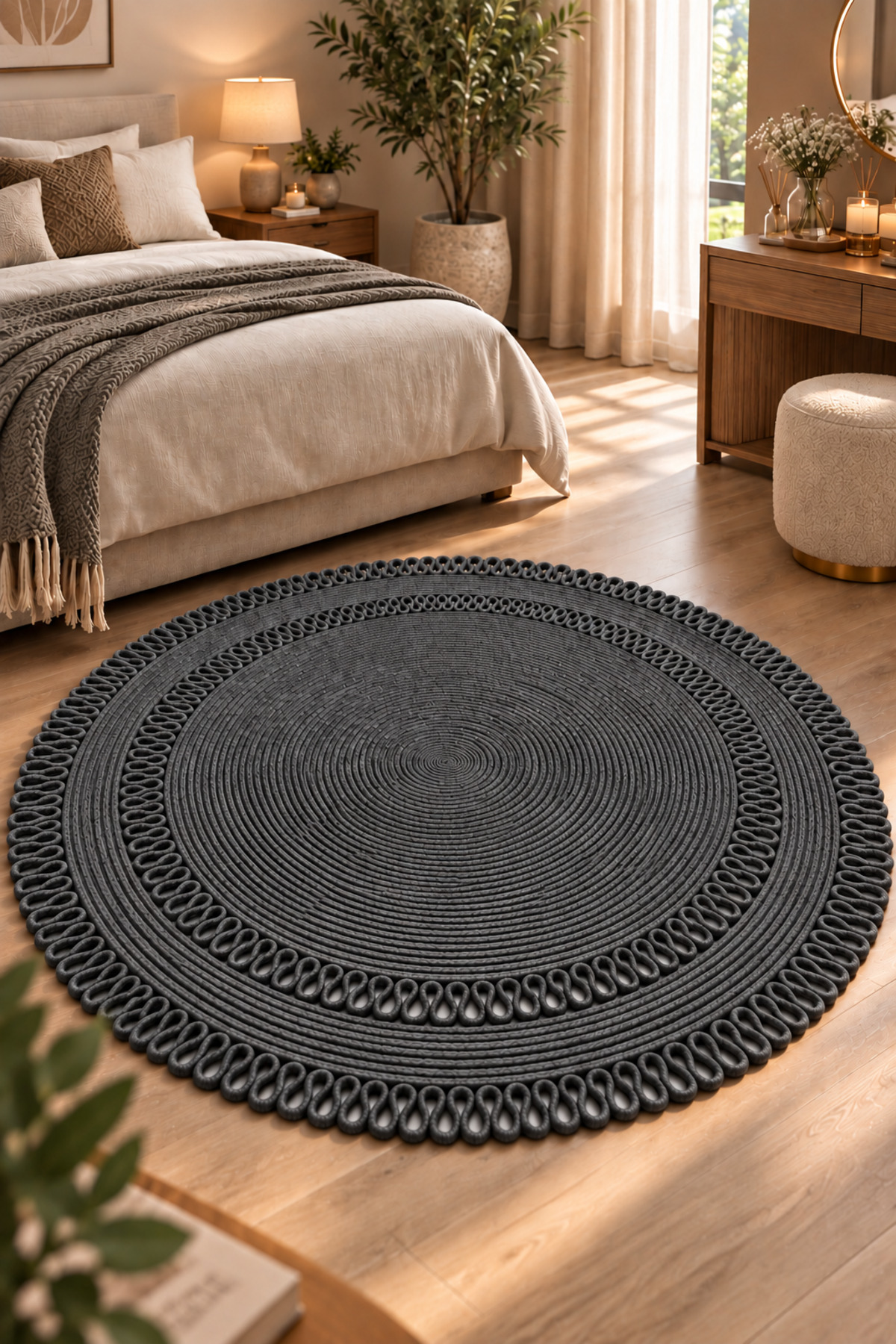 Alessa Doğal Yuvarlak Hasır Jüt Kilim Dekoratif Örgü Kilim – Modern Bohem Tasarım, Şık ve Doğal Görünüm, Salon, Mutfak ve Antre Kullanımı Desenli, Dekoratif, Kilim, Salon Çeyizlik, Hediyelik - Görsel 41