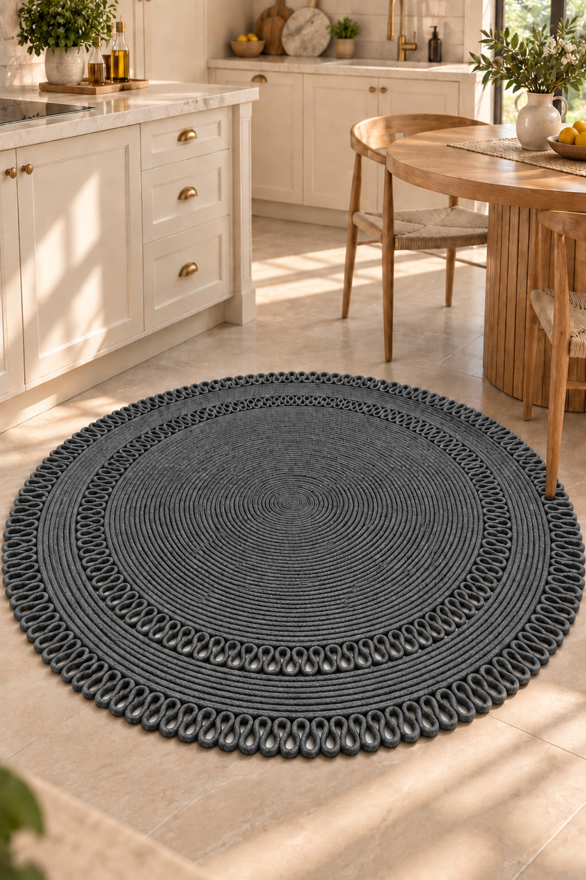 Alessa Doğal Yuvarlak Hasır Jüt Kilim Dekoratif Örgü Kilim – Modern Bohem Tasarım, Şık ve Doğal Görünüm, Salon, Mutfak ve Antre Kullanımı Desenli, Dekoratif, Kilim, Salon Çeyizlik, Hediyelik - Görsel 42