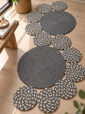 Miora Yılan Model Bal Peteği Pamuklu Örgü Kilim, Modern Bohem Dekoratif El İşçiliği Kilim, El Örgüsü ,Salon, Yatak Odası, Antre ve Koridor Halı Kilim Yolluk Hediyelik Ev Eşyası