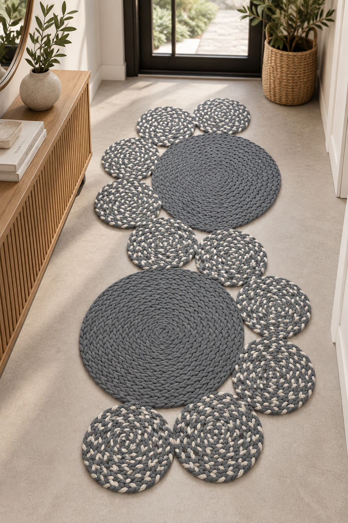 Miora Yılan Model Bal Peteği Pamuklu Örgü Kilim, Modern Bohem Dekoratif El İşçiliği Kilim, El Örgüsü ,Salon, Yatak Odası, Antre ve Koridor Halı Kilim Yolluk Hediyelik Ev Eşyası - Görsel 2
