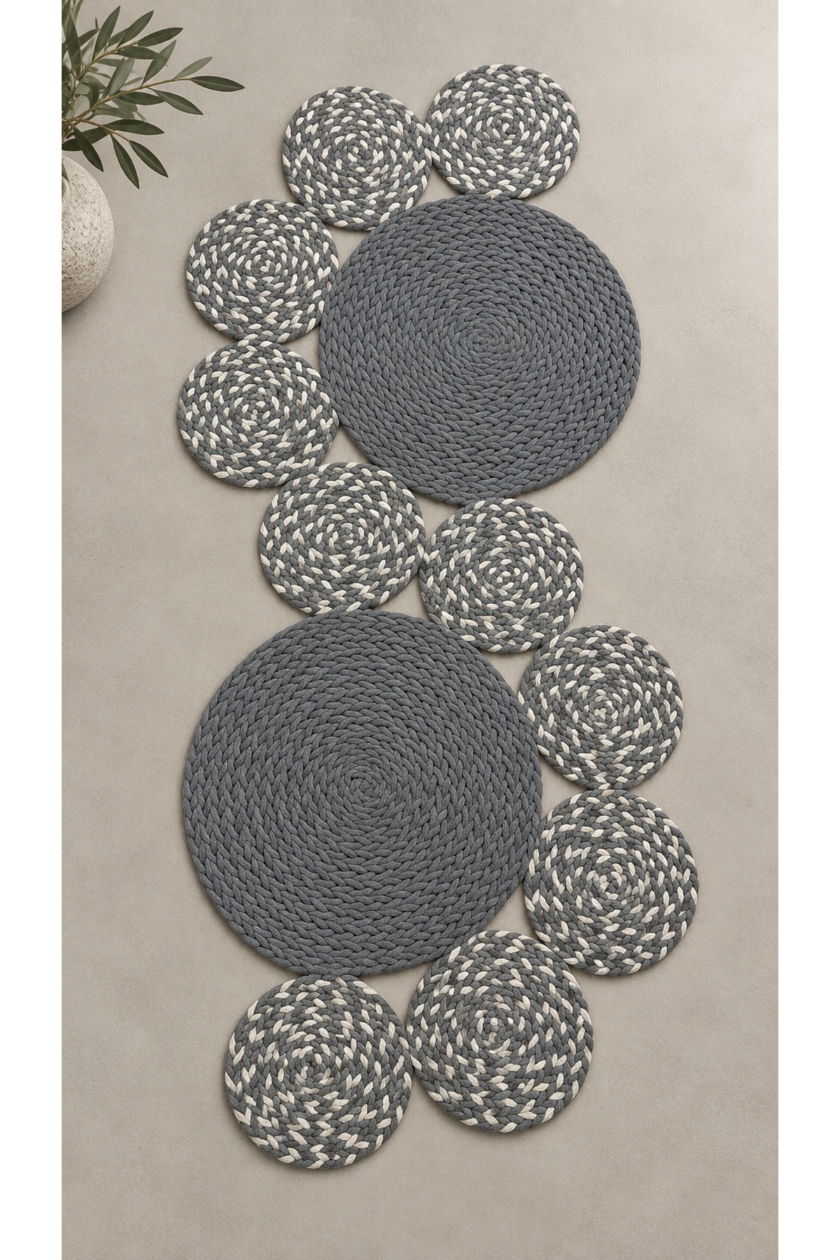 Miora Yılan Model Bal Peteği Pamuklu Örgü Kilim, Modern Bohem Dekoratif El İşçiliği Kilim, El Örgüsü ,Salon, Yatak Odası, Antre ve Koridor Halı Kilim Yolluk Hediyelik Ev Eşyası - Görsel 3