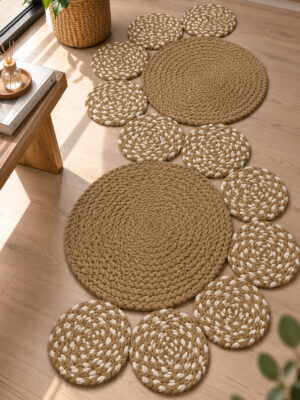 Miora Yılan Model Bal Peteği Pamuklu Örgü Kilim, Modern Bohem Dekoratif El İşçiliği Kilim, El Örgüsü ,Salon, Yatak Odası, Antre ve Koridor Halı Kilim Yolluk Hediyelik Ev Eşyası - Görsel 9