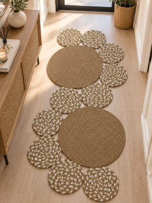 Miora Yılan Model Bal Peteği Pamuklu Örgü Kilim, Modern Bohem Dekoratif El İşçiliği Kilim, El Örgüsü ,Salon, Yatak Odası, Antre ve Koridor Halı Kilim Yolluk Hediyelik Ev Eşyası - Görsel 10