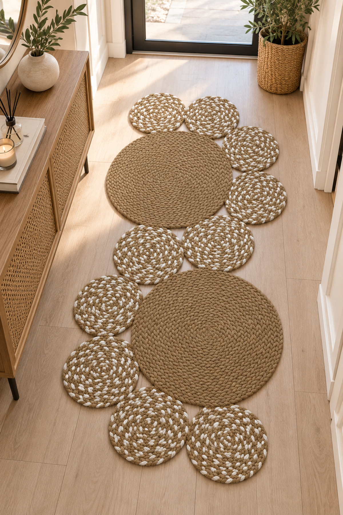 Miora Yılan Model Bal Peteği Pamuklu Örgü Kilim, Modern Bohem Dekoratif El İşçiliği Kilim, El Örgüsü ,Salon, Yatak Odası, Antre ve Koridor Halı Kilim Yolluk Hediyelik Ev Eşyası - Görsel 10