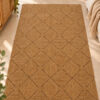 Mireya Dekoratif Hasır Jüt Kilim – Halat Örgü Dokulu, Geometrik Kare Desenli, El İşçiliği , Doğal Tasarım, Salon, Antre ve Ev Dekorasyonu İçin Kilim
