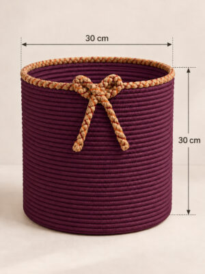 Nevrisa 30x30 cm Çok Amaçlı Dekoratif Örgü Sepet - Saksılık - Saksı Kılıfı - Ev Ofis Banyo Salon Bitki ve Eşya Düzenleyici Organizer - Görsel 2